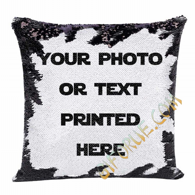Magic Sequin Pillow Best Personalized Gift Photo Text Custom Pillow - Click Image to Close